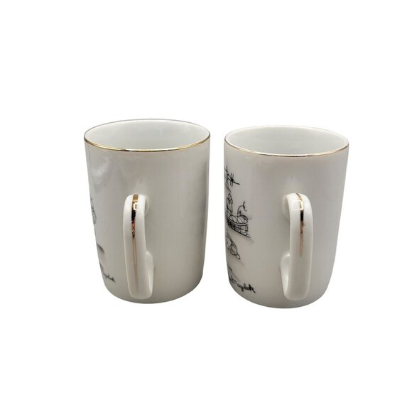 Robert Mayokok Porcelain Plate Ashtray and Coffee Mugs Set 1950s - Picture 7 of 11